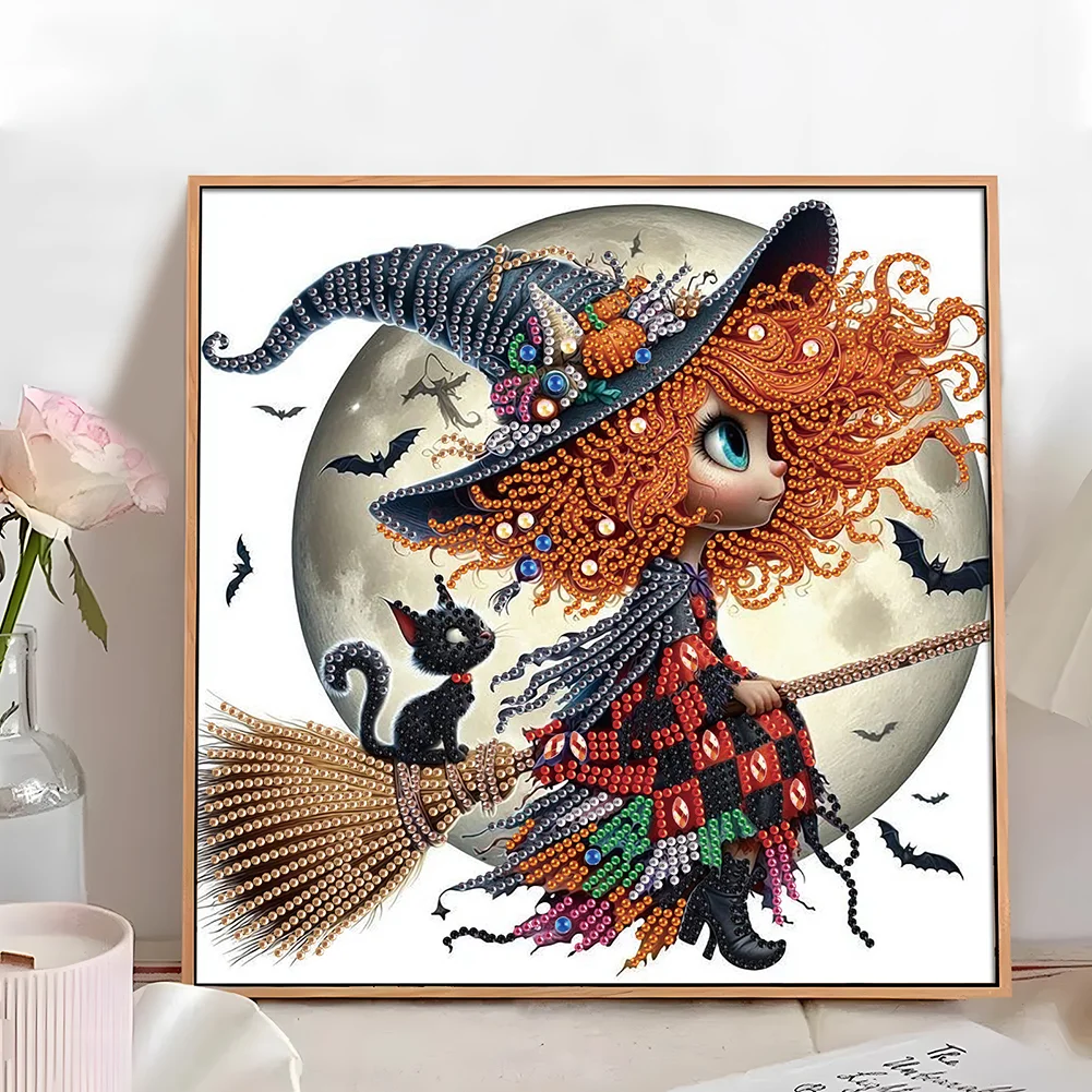 Diamond Painting - Partial Special Shaped Drill - Halloween Witch(Canvas|30*30cm)