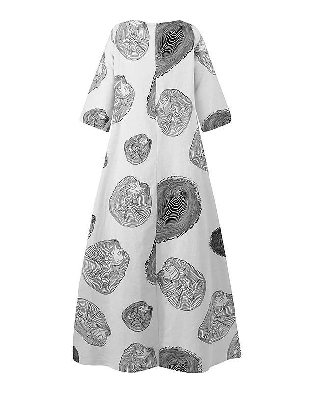 Women's Shift Dress Maxi Long Dress 3/4 Length Sleeve Solid Color Geometric Print Summer Hot Casual White Black Red Yellow White Dresses