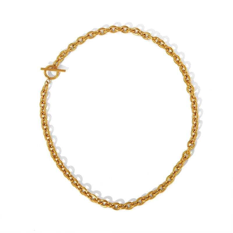 Elegant Lady Classic Style Geometric Solid Color 201 Stainless Steel 18K Gold Plated Toggle Bracelets Anklet Necklace