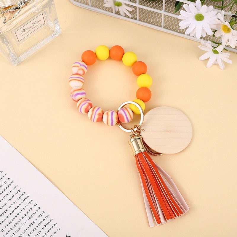 Minimalist Classic Style Solid Color Silica Gel Beaded Unisex Bag Pendant Keychain