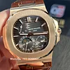 Patek Nautilus 5712R-001 Rose Gold with Black-brown Dial Moonphase Leather strap(40mm) Super Clone