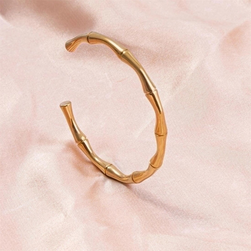 IG Style Minimalist Solid Color 304 Stainless Steel 18K Gold Plated Bangle In Bulk