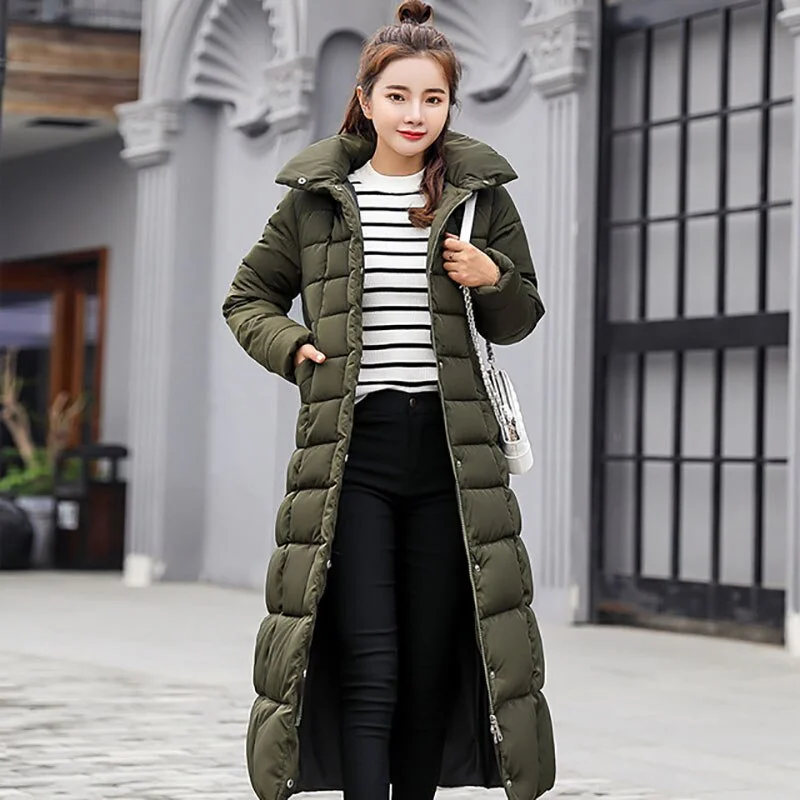NEEDBO Winter Jacket Women with Fur Hood Plus Size Warm Long Winter Jacket and Coat for Women Doudoune Down Coat Lady Parka