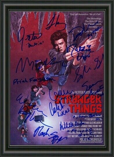 STRANGER THINGS MOVIE Photo Poster painting POSTER SIGNED BY CAST - A4 Photo Poster painting POSTER