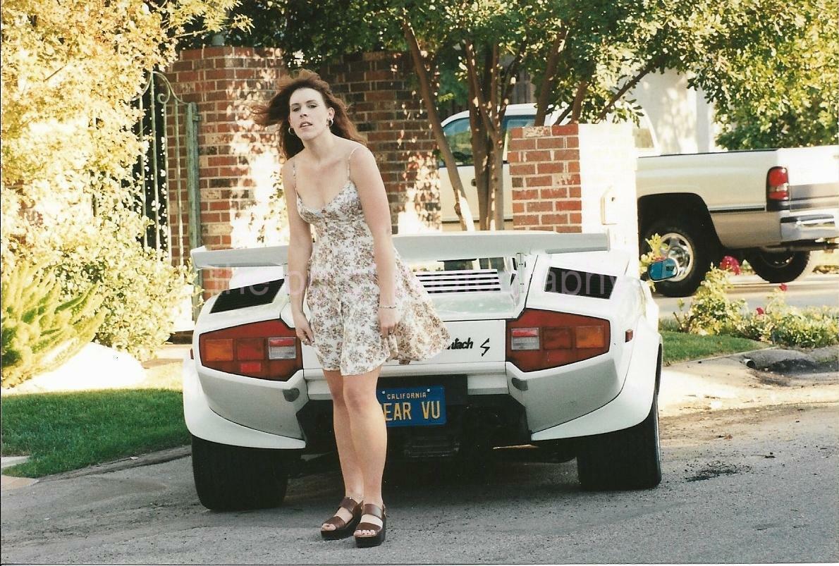 LAMBORGHINI GIRL Found Photo Poster painting ColorBreezy Woman VINTAGE 98 13 R