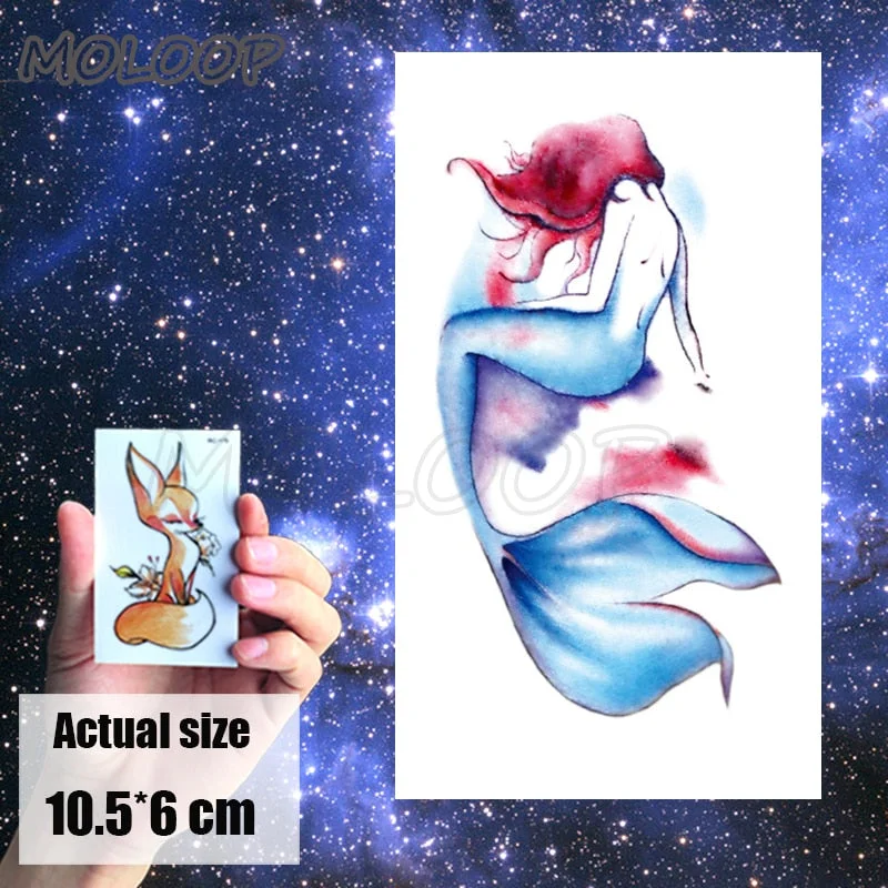 Tattoo Sticker Mermaid Little Element Small Devil Fish Jellyfish Whale Sea Animal Water Transfer Temporary Fake Body Art Tatoo