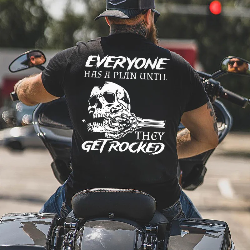 Livereid Everyone Has Plan Until They Get Rocked Skull Printed Men's T-shirt - Livereid