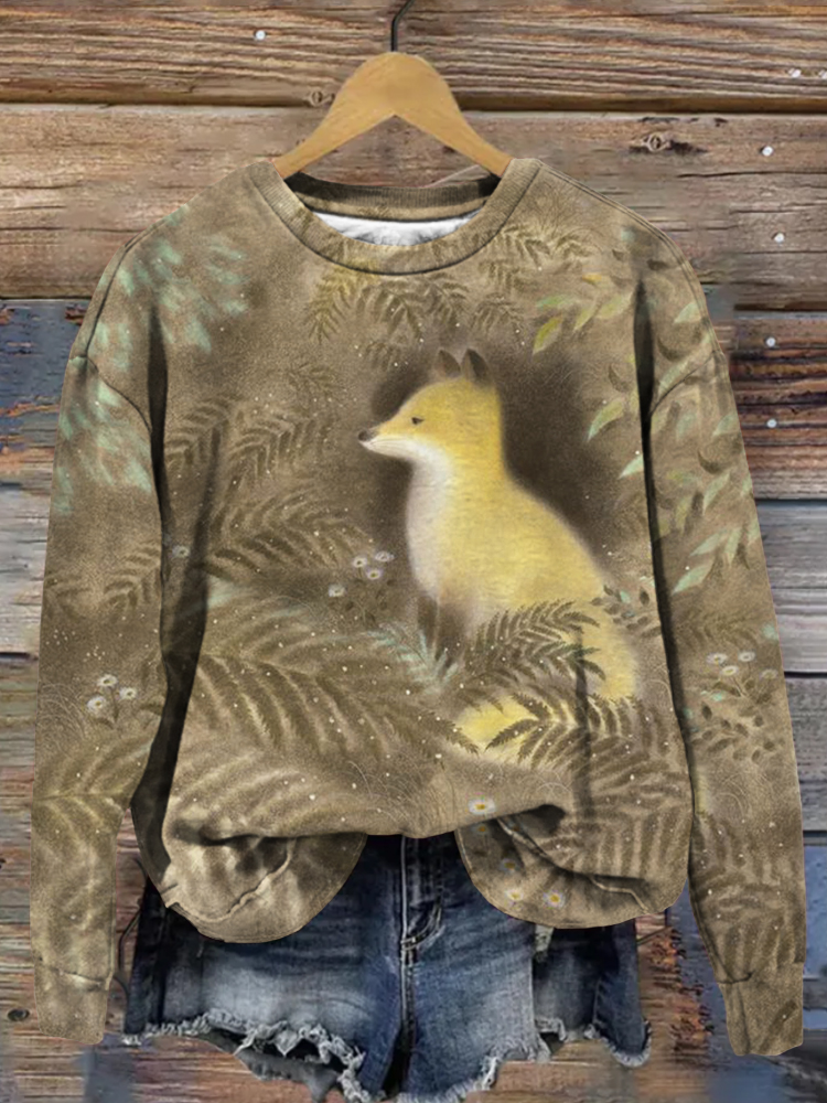 Cute Fox Art Graphic Vintage Comfy Sweatshirt artswardrobe