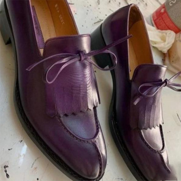 2021  Tasseled Lace Men's Shoes with One-legged Leather Shoes