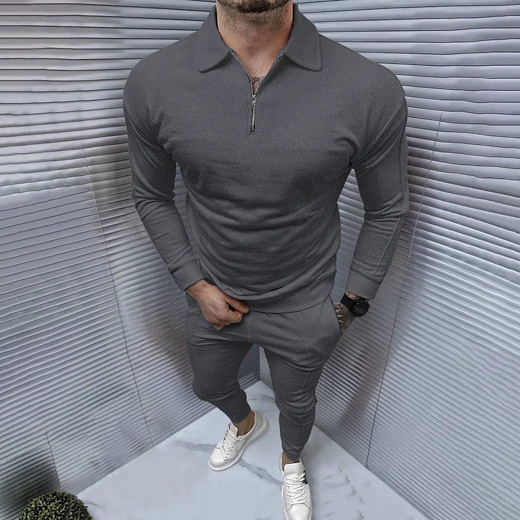 BrosWear Fashion Grey Polo Shirt And Pants Co-Ord
