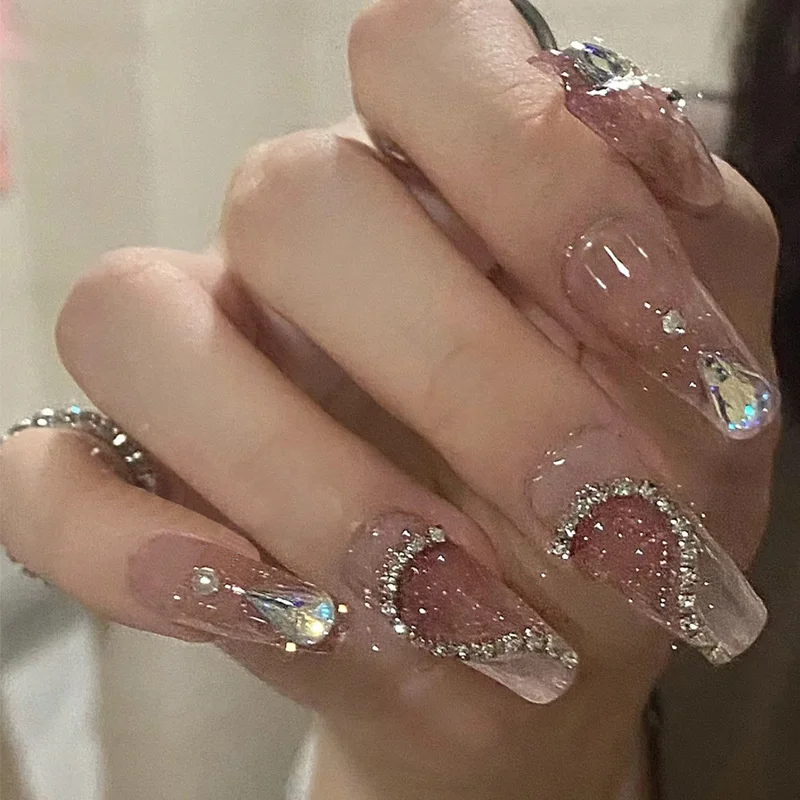 Buyerint 24pcs Wearable Pink Press on Nails – Butterfly Lovely Girl False Nails Tips with Jelly Gel Design  