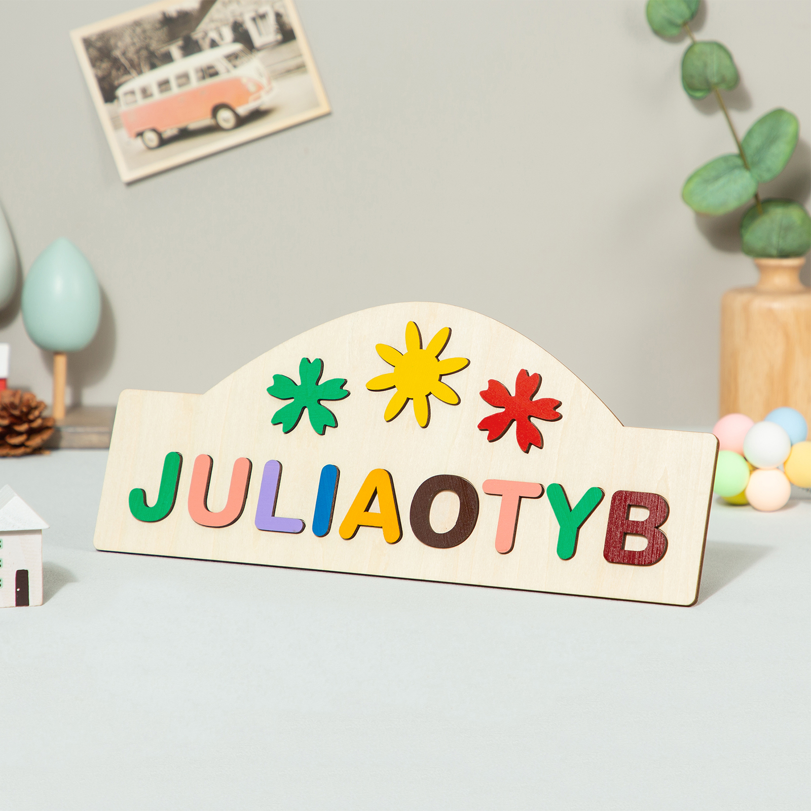 Personalized Kid's Wooden Name Alphabet Puzzle Toy for Toddlers Early