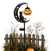 Solar Powered Black Cat & Pumpkin Moon Stake Light Weatherproof Moon Cats LED Stakes Light Auto On/Off Halloween Decorations Solar Lamp for Outdoor Patio Pathway Yard Lawn Decors