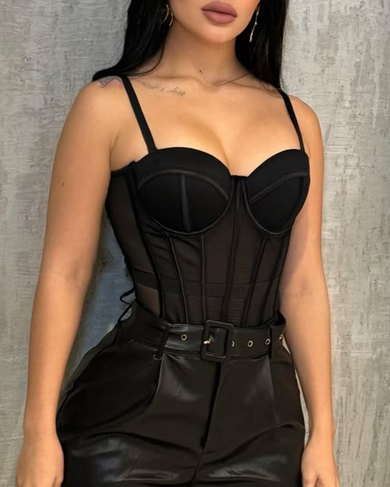 Sexy Mesh Suspender Corset