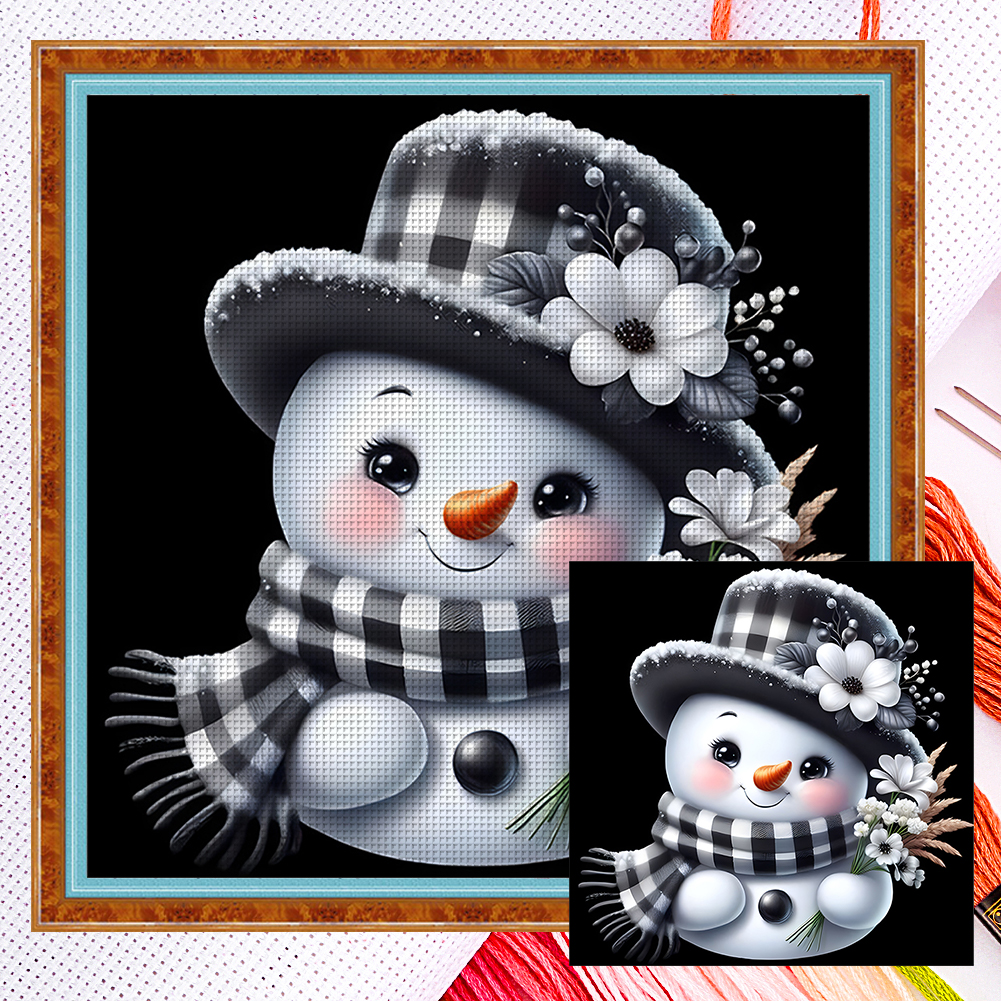 Cute Snowman Full 11CT Counted Canvas(45*45cm) Cross Stitch