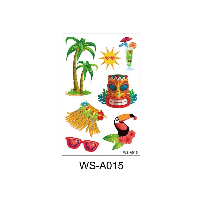 Waterproof New Hawaiian Tattoo Sticker Fashion Summer Seaside Beach Party Cartoon Sweatproof Tattoo Sticker