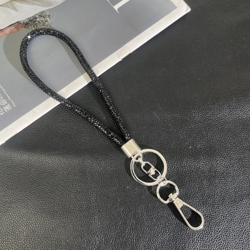 Minimalist Solid Color Rhinestone Inlay Rhinestones Bag Pendant Mobile Phone Chain
