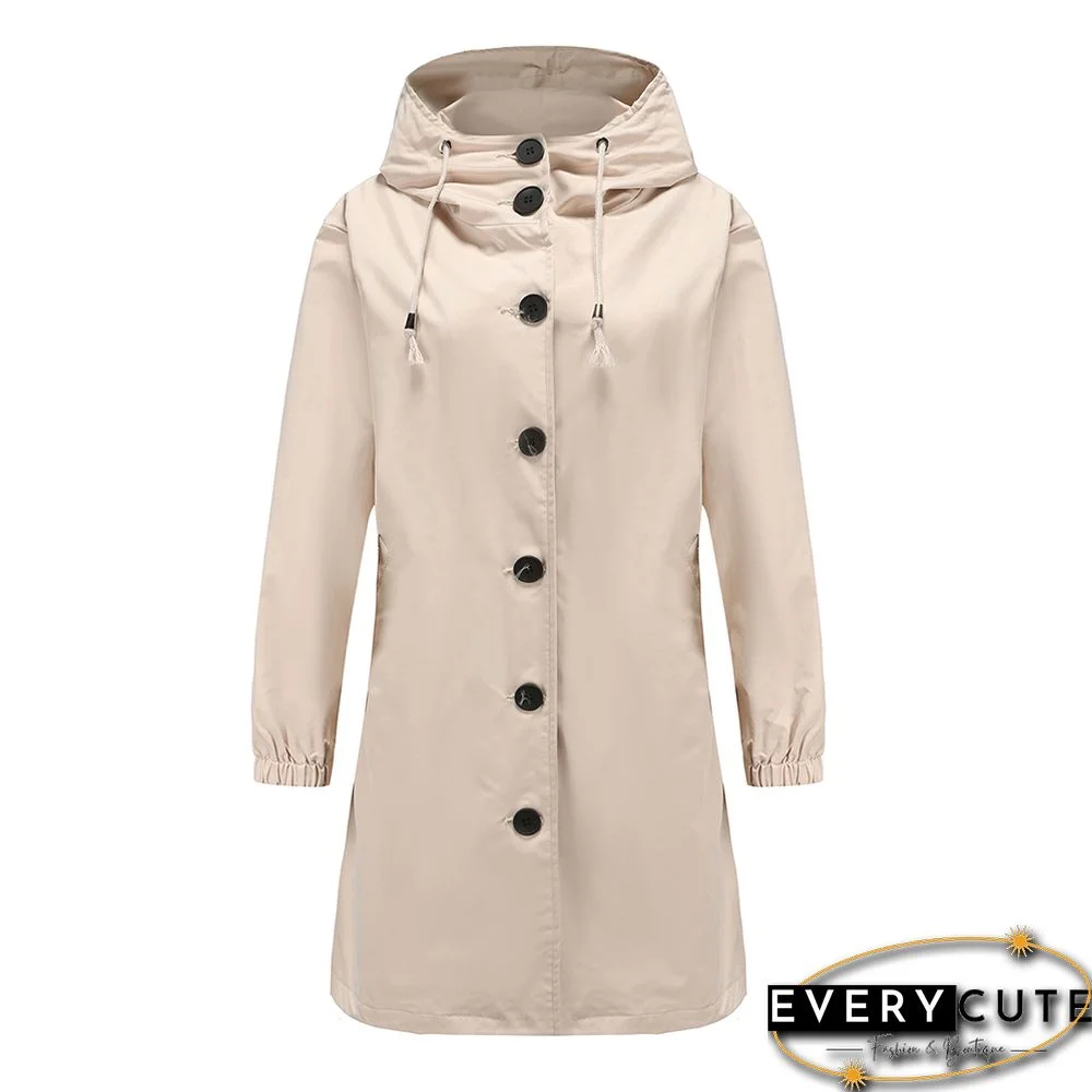 Khaki Weatherproof Hooded Outdoor Rainproof Coat