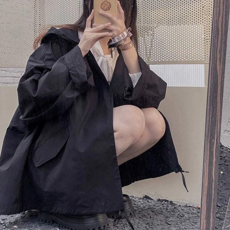 Toloer Toloer Trench Coat Coat Female 2024 New Autumn Temperament Casual Loose Show Thin Versatile Bf Harajuku Trend Ins-Outfit Ideas