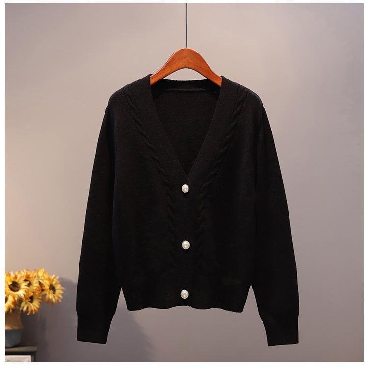 Women Knitted Cardigan Elegant Long Sleeve Leisure Solid V-neck Single Breasted Sweaters Students Simple All-match Soft Outwear