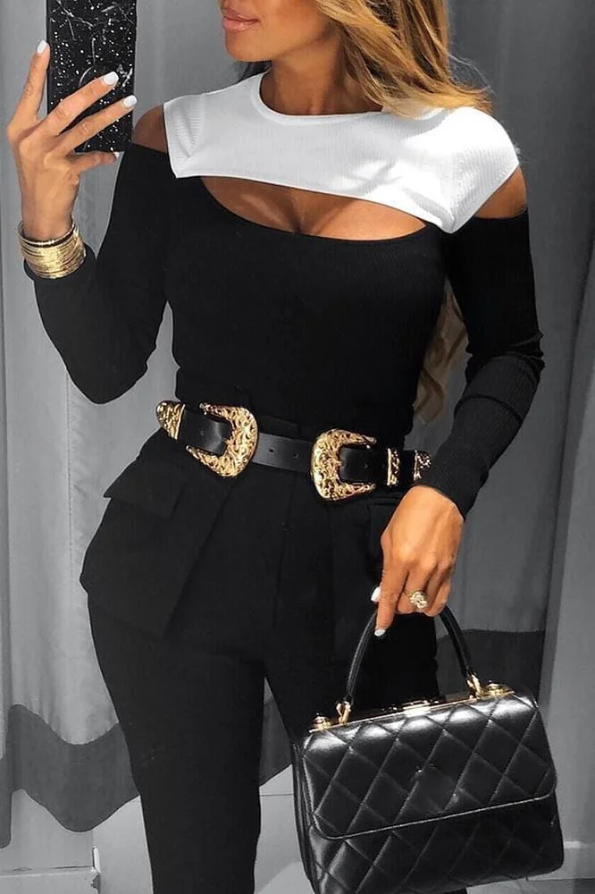 Fashion Off Shoulder Long Sleeve Top