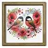Flowers and Birds DIY Special Shaped Drill Wooden Diamond Painting Tabletop Ornaments Kit with Photo Frame Desktop Diamond Art Kits Double-Sided Pattern for Adults/Beginners Home Decor