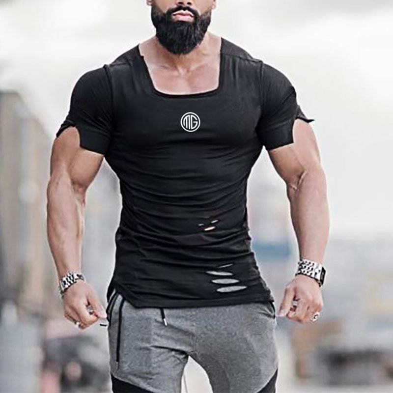 Men's Shredded Slim Fit Short Sleeve T-Shirt-Compassnice®