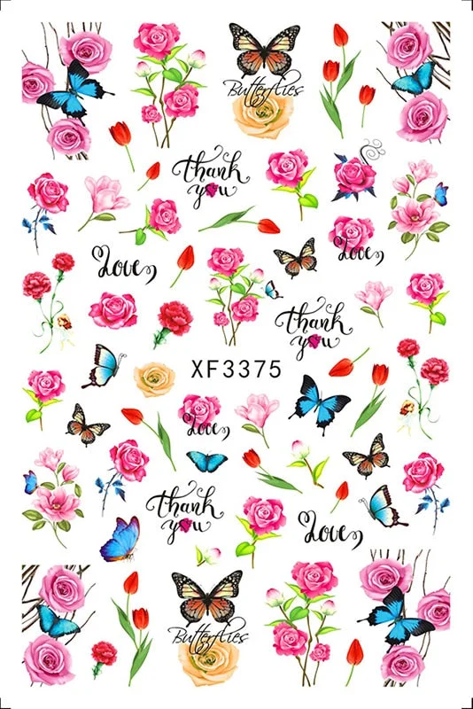 Popular Daisy Nail Sticker for Design Decoration Sunflower Nail Art Decals Adhesive Himawari Sticker for Nail Manicure Design