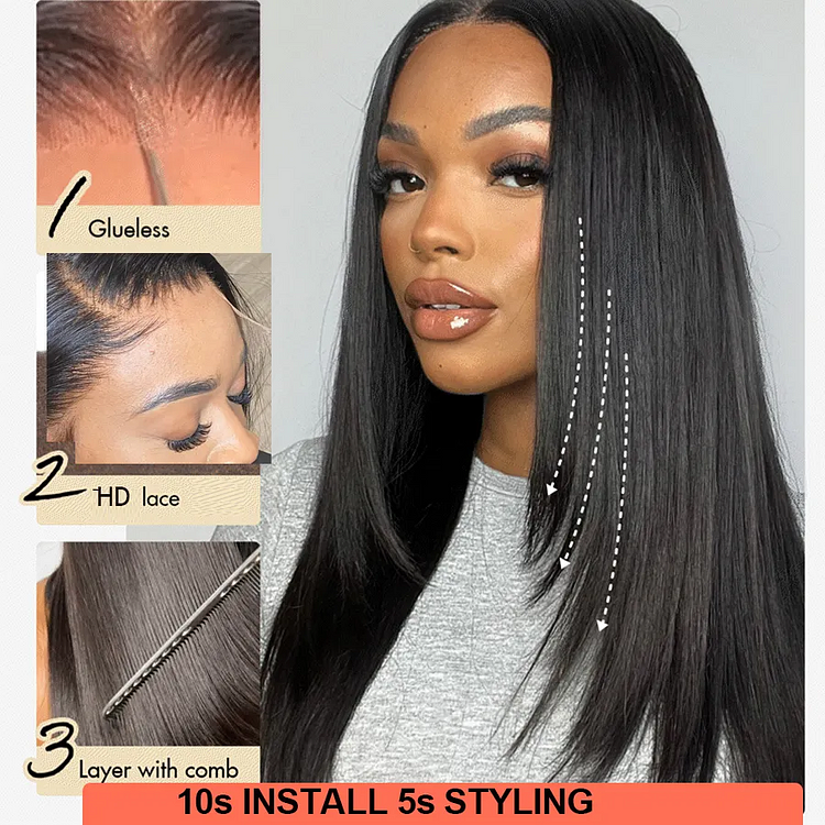 What Lace?! Layer Straight Style 200% Melting HD Transparent Full Frontal Wig