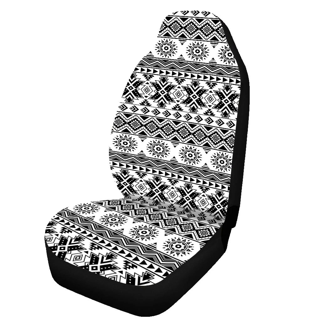 Black and White Geometric Pattern Front Car Seat Covers. 5-Seater Set Protector Car Mat Covers, Fit Most Vehicle, Cars, Sedan, Truck, SUV, Van