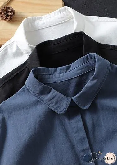 Organic Lapel Large Pockets Spring Clothes For Women Christmas Gifts Black Tops