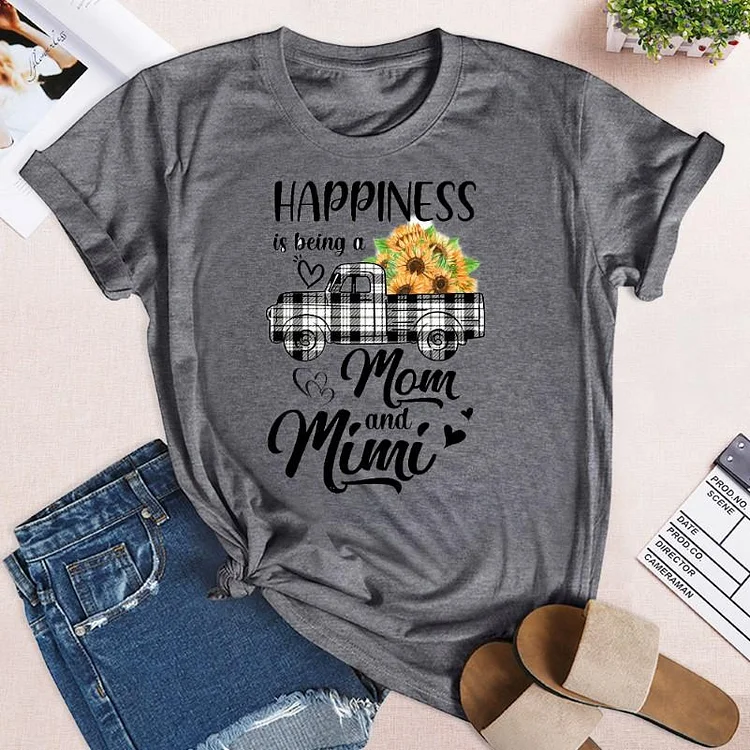 Happiness Is Being A Mom And Mimi Sunflower T-shirt -02860-Annaletters