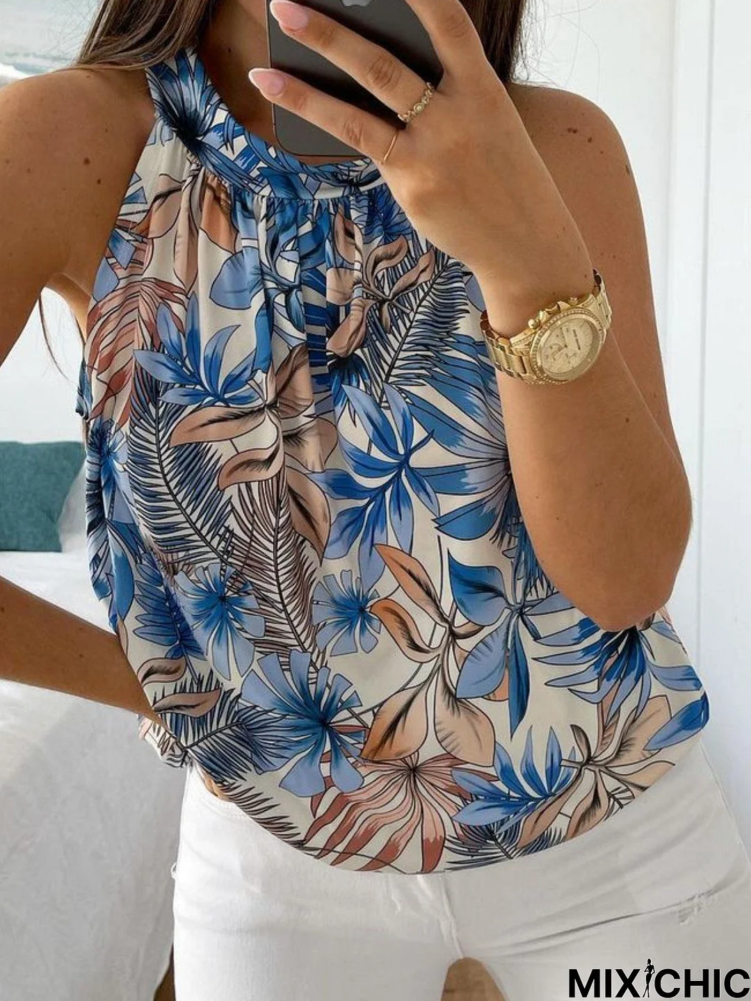 Boho Printed Sleeveless Top