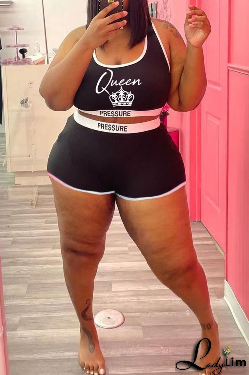 Red Casual Print Split Joint U Neck Sleeveless Two Pieces