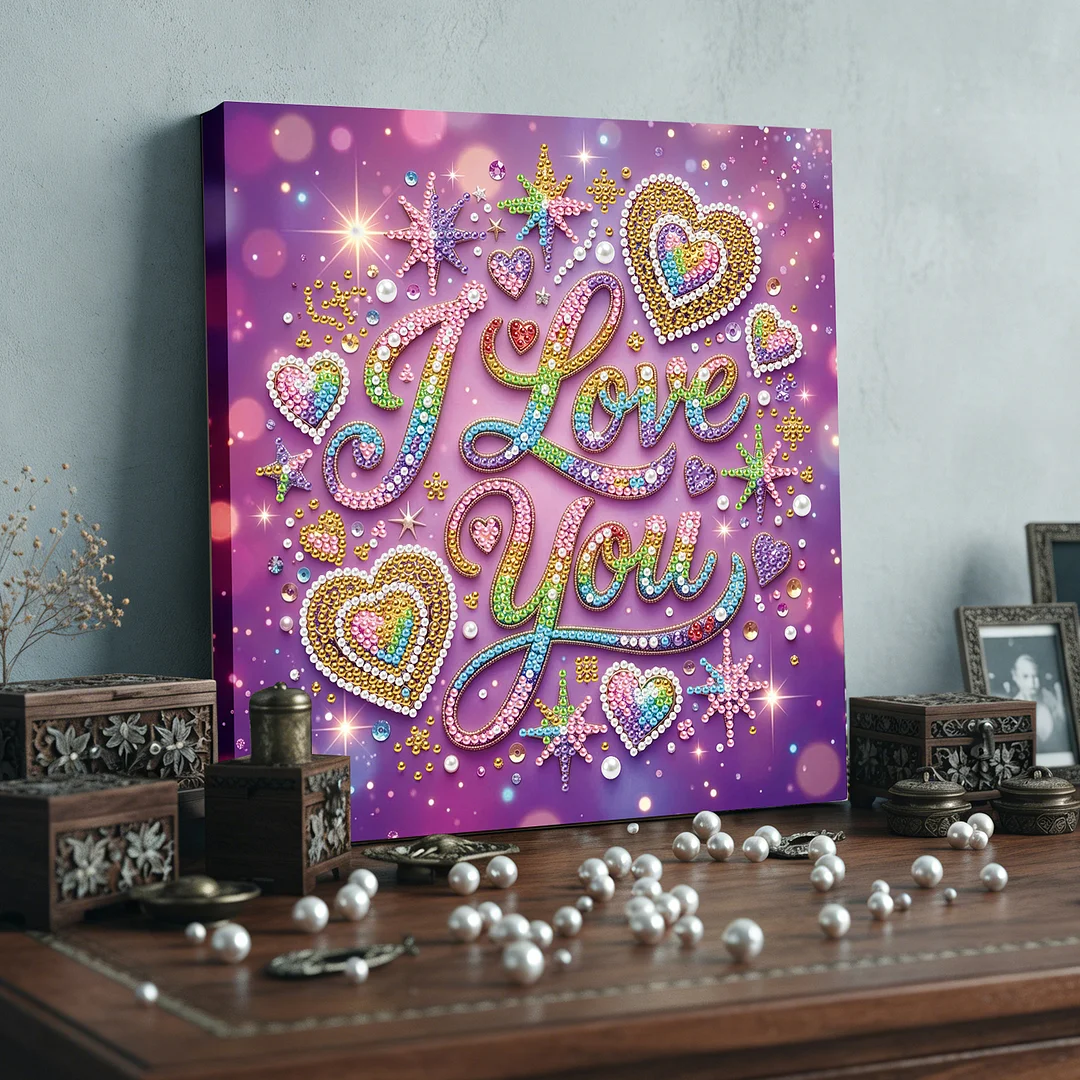 I Love You - DIY Pearl Diamond Art Kit With Frame 25*25cm