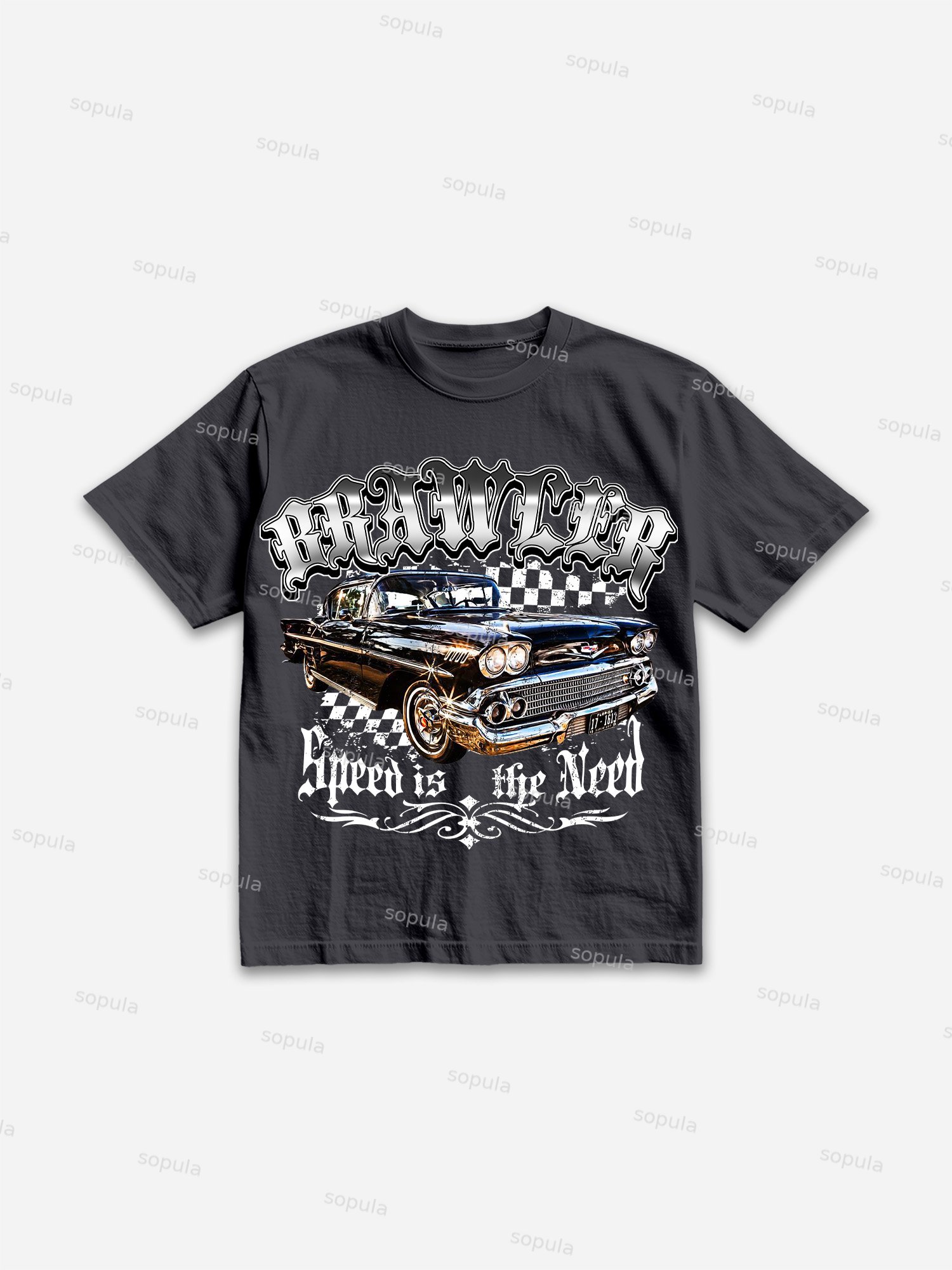 Racing Brawler Print Cotton T-shirt - SOPULA