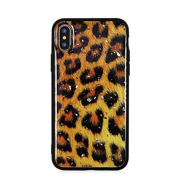Leopard Peacock Zebra Trendy Shapes and Patterns Print Phone Case with Glitters