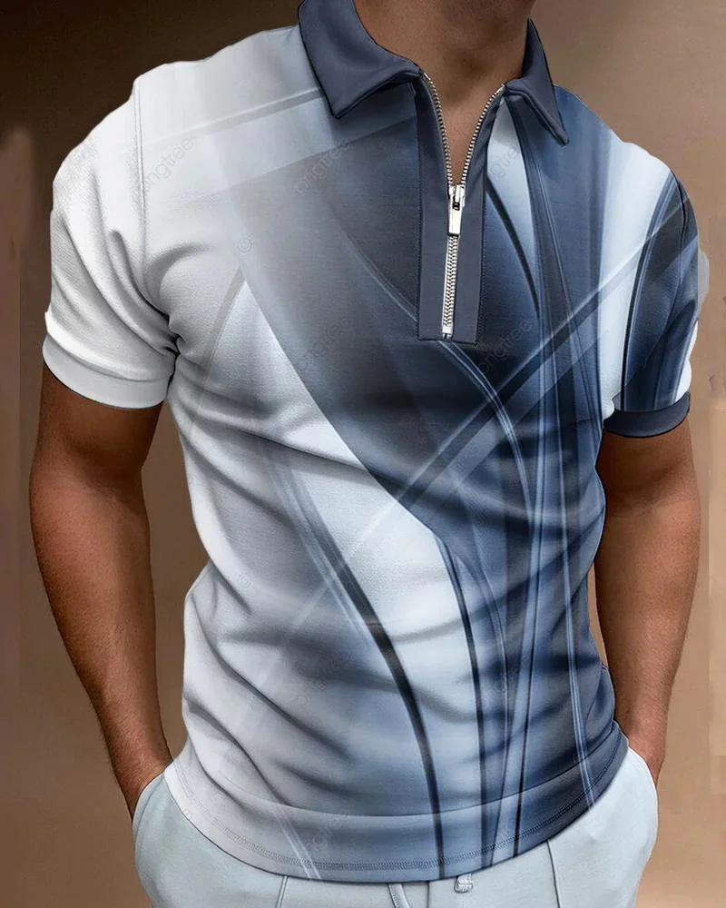 Men's Casual Bright Print Short Sleeve Polo Shirt