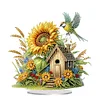 (US Only)Acrylic 2D Flat Print DIY Sunflower Birdhouse Diamond Art Tabletop Decorations