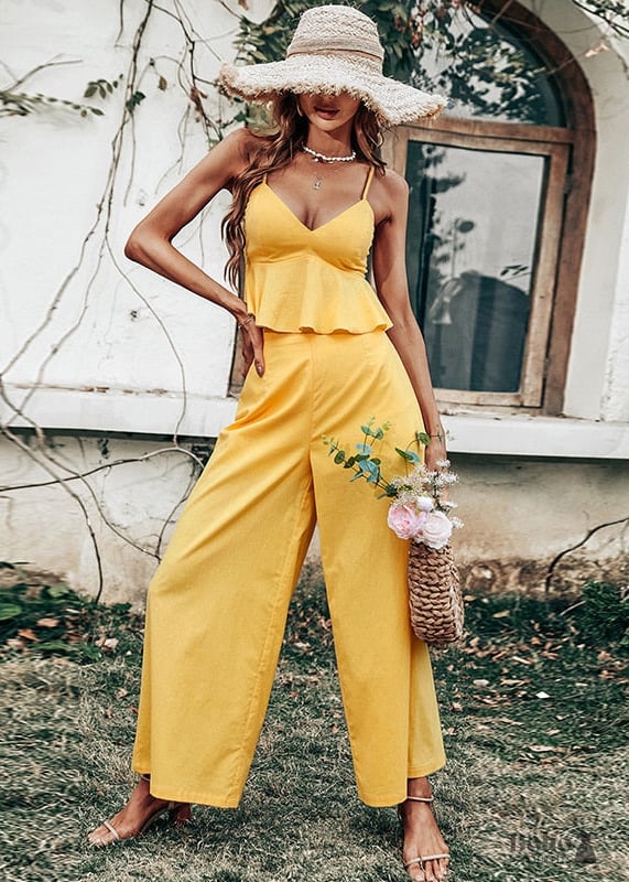 Sexy Two Piece Boho Yellow Dress Mariana - Ladylim