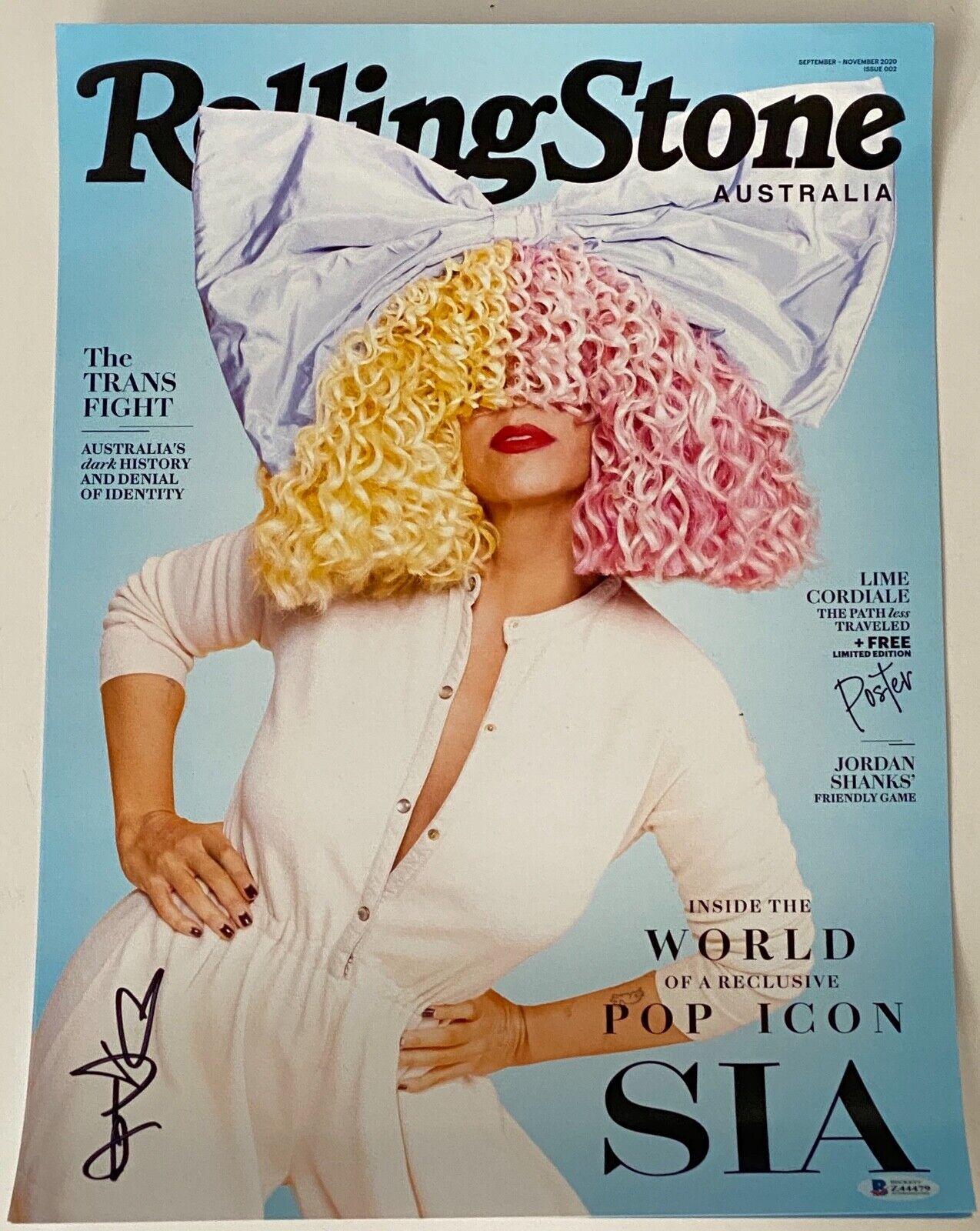 Sia Furler Signed Autographed 11x17 Rolling Stone Poster Photo Poster painting Print Beckett COA