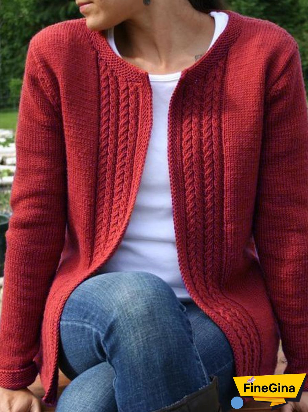 Casual Vintage Knitted Solid Sweater