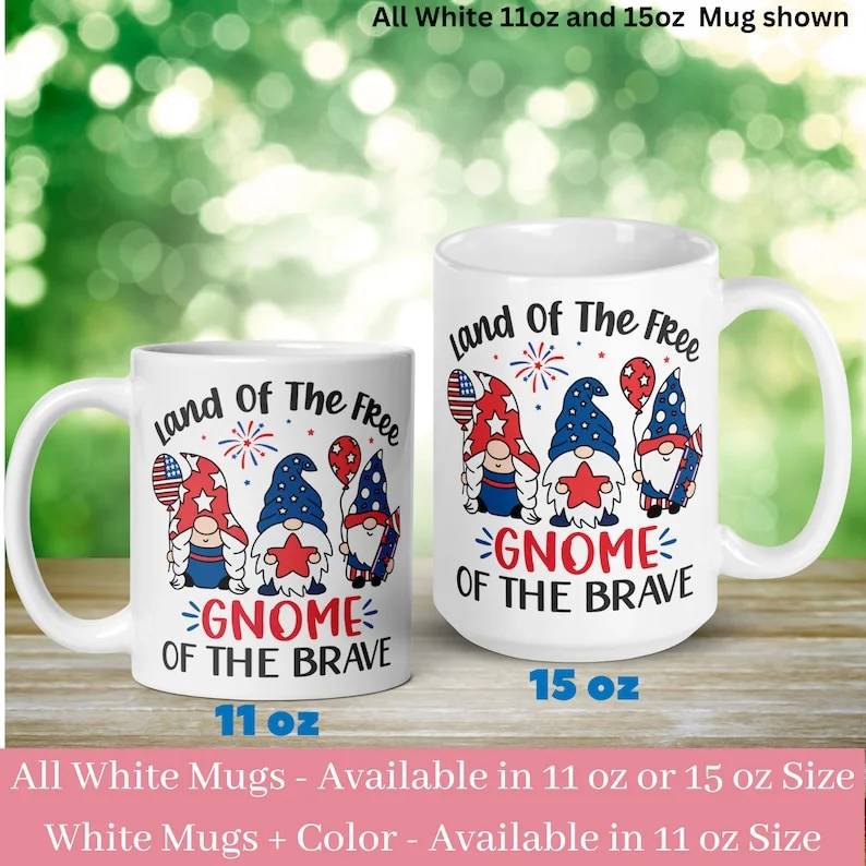 Patriotic Gnome Mug, Memorial Day Mug, Independence Day Mug