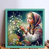 Girl Picking Flowers-11CT Stamped Cross Stitch 50*50cm/19.69*19.69in