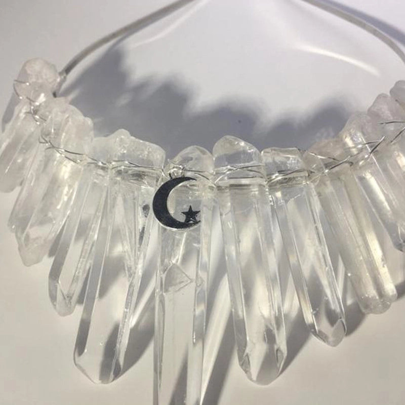 Retro Geometric Moon Natural Crystal Hair Band