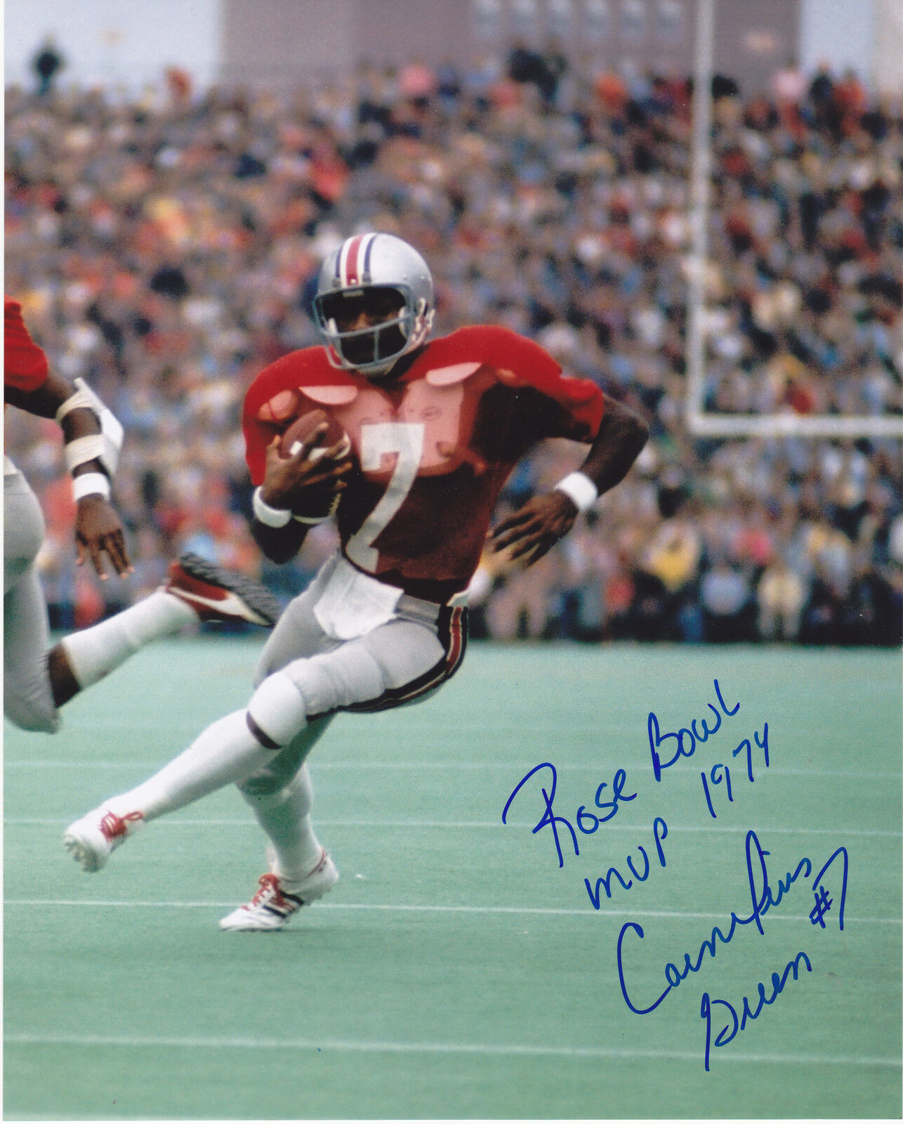 CORNELIUS GREENE OHIO STATE BUCKEYES ROSE BOWL MVP 1974 ACTION SIGNED 8x10