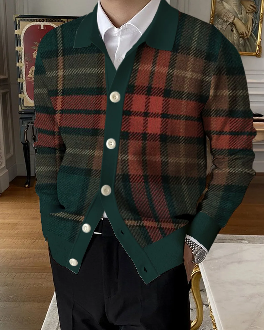 Men's Lapel Knitted Sweater Cardigan d3d6