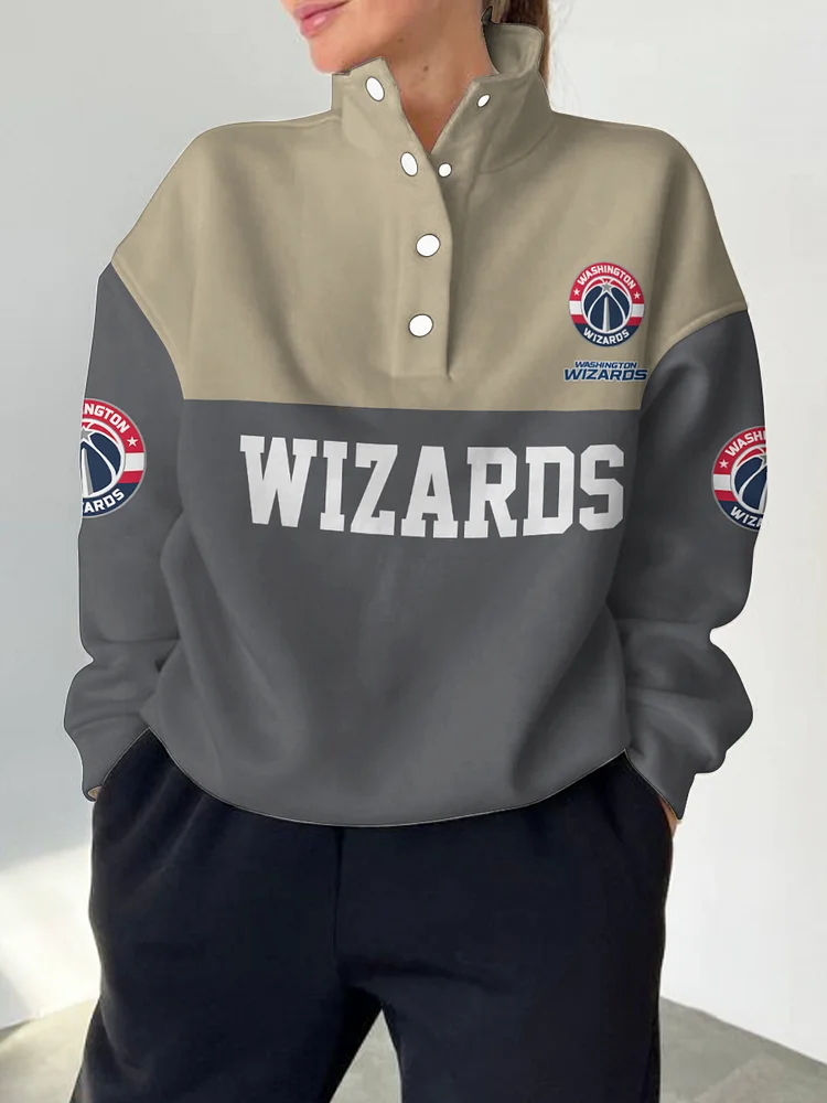 Washington Wizards 2025 New Design Casual Snap Mockneck Pullover