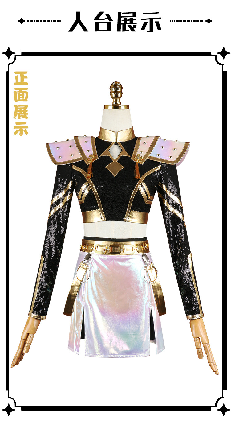 Tegooe Huntrix Zoey Cosplay Costume Wig for Women - Demon Hunter Uniform - BlackWhite Golden - S-3XL