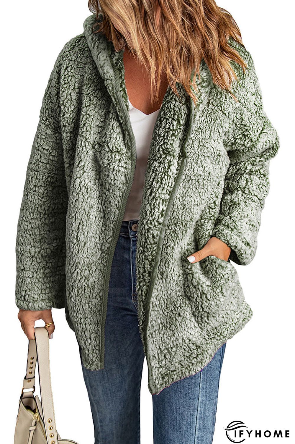 Fleece Thickened Hooded Jacket Women's Mid-length Loose Casual Jacket | IFYHOME